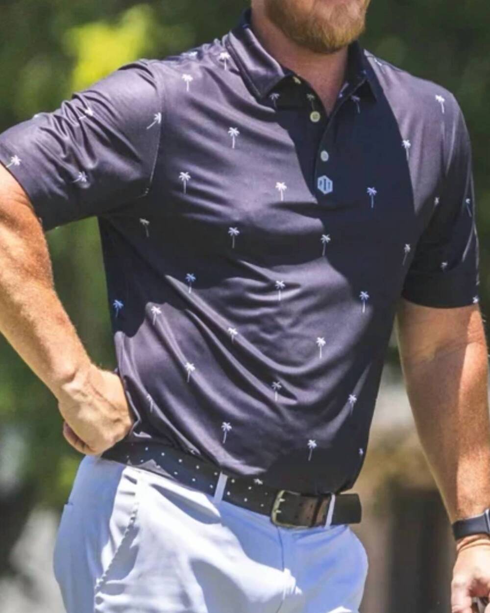 NEW PARK TEES palms short sleeve polo in midnight
